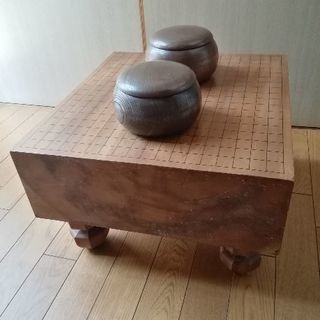 囲碁道具 足　へそ付 囲碁盤 碁石セット　板厚約14.7cm　足...