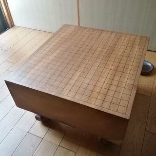 囲碁道具 足　へそ付 囲碁盤 碁石セット　板厚約14.7cm　足付盤　約45.4×約41.9cm　昭和物の画像