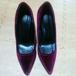 ポインテッド太ヒールベロアパンプス チャンキーヒール ZARA MiiA SLYの画像