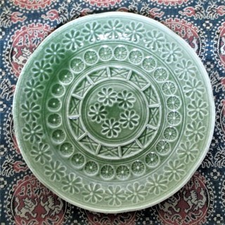新品未使用　色変わり　コーヒーカップセット　5客　秀陶窯　陽刻印花文　コーヒーカップ　カップ＆ソーサ　工芸品　美術品　陶器　引き取り可能な方のみの画像