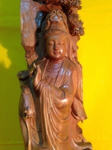 最高級インド高級白檀 観音菩薩立像 特大80cm一木彫り 白檀 手彫り 希少価値 9.5kg