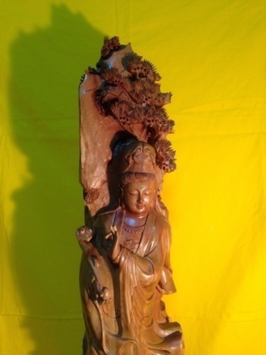 最高級インド高級白檀 観音菩薩立像 特大80cm一木彫り 白檀 手彫り 希少価値 9.5kg