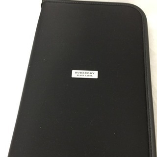 Burberry バーバリーブラックレーベル 黒ネクタイケース レザー×ナイロンの画像
