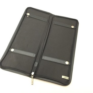 Burberry バーバリーブラックレーベル 黒ネクタイケース レザー×ナイロンの画像