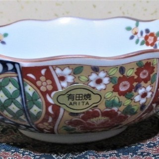 波佐見焼　有田焼　友右衛門作　金彩、染付　小鉢　5客　共箱　新品未使用　小皿　工芸品　引き取り可能な方のみの画像