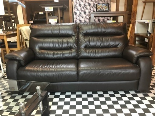 【リサイクルサービス八光　田上店　配達・設置OK】本革 3人掛けソファー