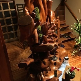 欅 根株 衝立