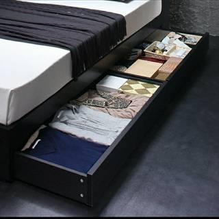 3-509】シングル・棚・2杯収納・2口コンセント付きベッド・ブラック