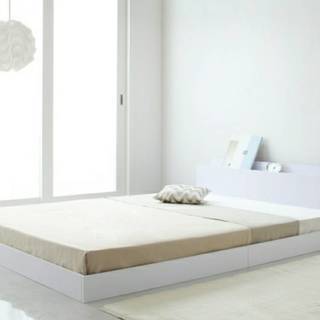 3-511】ダブルベッド ・棚・コンセント付きフロアベッド ローベッド