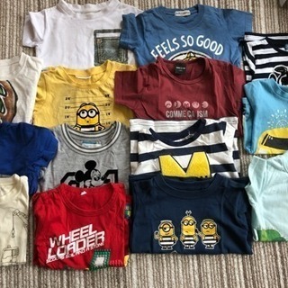 中古 子供服 半袖  ミニオン、働く車、腹ペコ青虫 100〜110