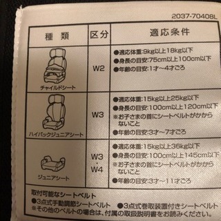 ハイバック ジュニアシートの画像