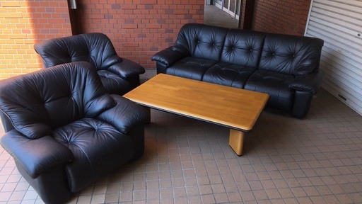 応接セット　ブラックレザー