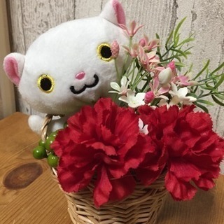 白猫さんの母の日バスケット・ギフトラッピング付き