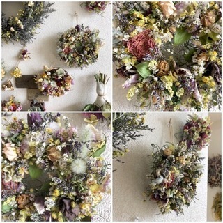 受注制作春の小花のナチュラルリース