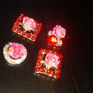 ４個セット ネイルパーツ デコパーツ ３Ｄ パーツ バラ チャー...