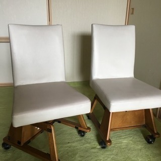 こたつテーブル用 コロ付き 回転椅子 二脚