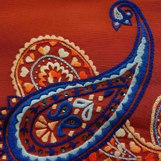 刺繍の帯 380cm  開き名古屋の画像