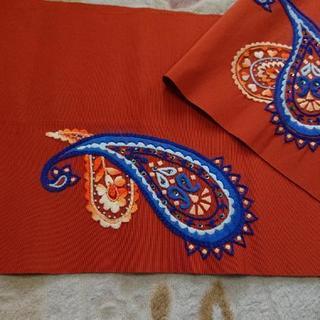 刺繍の帯 380cm  開き名古屋の画像