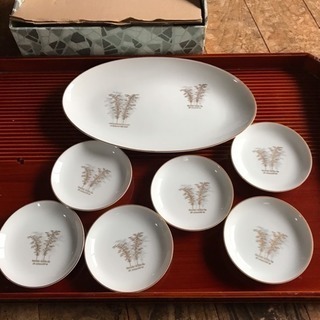 Vintage 有田 深川製磁 ( 楕円皿 & 小皿6枚セット )