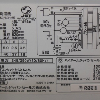 【販売終了しました。ありがとうございます。】Haier　5.0㎏　ステンレス槽　全自動洗濯機　JW-K50M　2016年製　中古品の画像