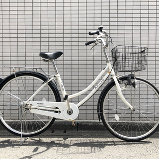 （至急）自転車　ホワイト　カゴ付き