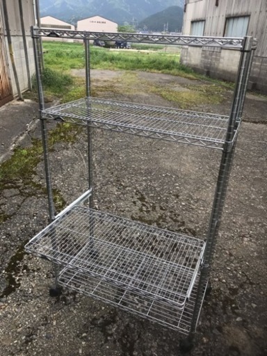 中古品 メタルラック4段 引き出し棚有り 高さ約1555 幅約910 奥行約455