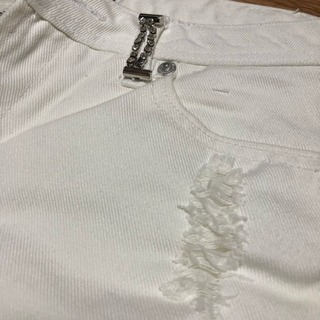 キラキラ・ダメージジーンズ 白 61の画像