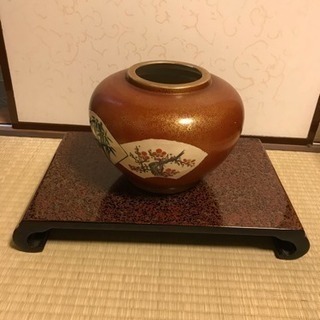 花台a  床の間 天然木  津軽塗 螺鈿細工 一閑張り