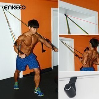 enkeeo トレーニングチューブ エクササイズバンド 5本セット 5階段の負荷 最大約14kg負荷可能 フィットネス/ダイエット/筋トレにおすすめの画像