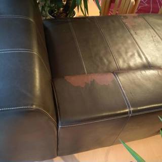 ★★ IKEA KRAMFORS/クラームフォルス /レザー/ソファ/ライトブラウン/難あり/あげますの画像