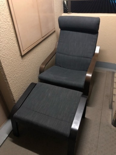 IKEA 一人用ソファー ポエング POANGオットマン付き