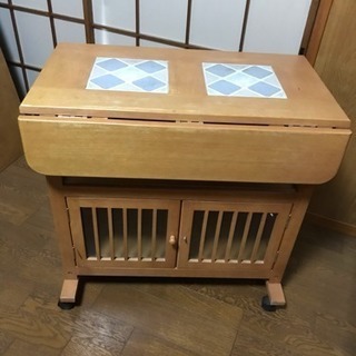 キャスター付き伸縮テーブル ワゴン 収納付き