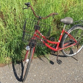中古自転車 26インチ 赤 オートライトあり