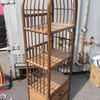 ☆地元のみ☆籐製　引き出し付き収納棚☆の画像