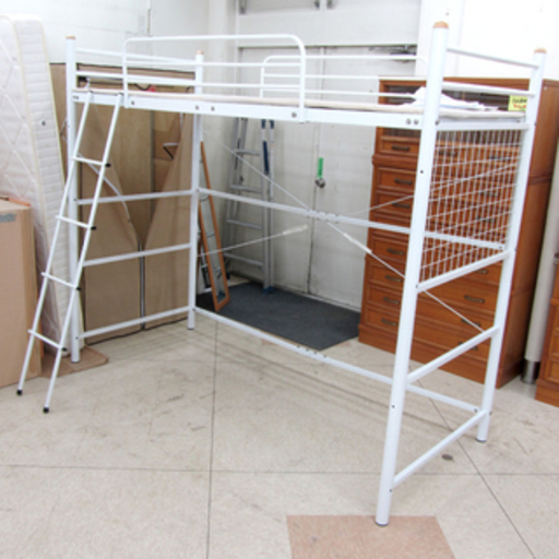 GW期間限定値引！ ロフトベッド ハイベッド ミドルベッド ホワイト パイプベッド  宮の沢店