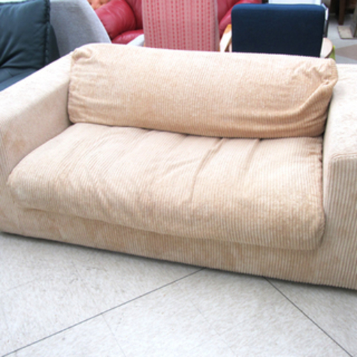 ゆったり 2人掛け ボックスタイプ ローソファ ファブリック ベージュ系 宮の沢店