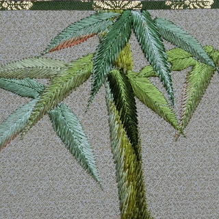 本格手刺繍屏風　美術工芸品　☆笹柄の刺繍入り屏風☆ の画像