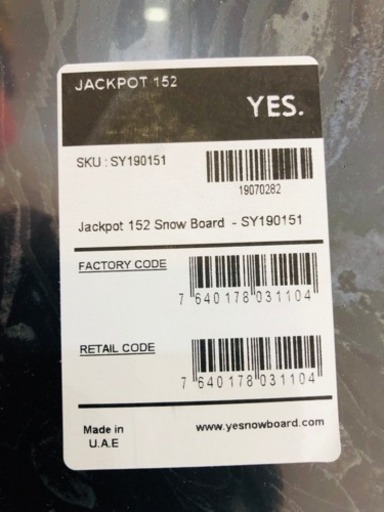 【新品】18-19YES.NOW BOARD Jackpot152