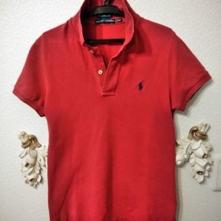 【美品】ラルフローレン　ワインレッド半袖ポロシャツsize160