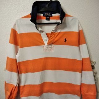 【美品】ラルフローレン　オレンジ色　長袖ラガーシャツsize140