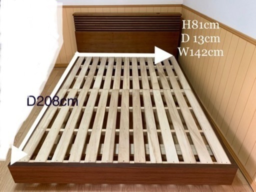 【金額交渉引受けます！】ダブルベッド 本棚・コンセント付きフレームのみ（泡瀬 The Graceにて購入）