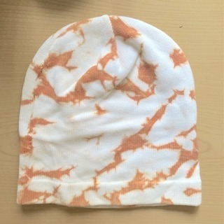 ★ 白 オレンジ柄ニット帽 ★の画像