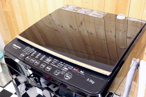 配達込み   2016年式 ハイセンス Hisense HW-G55E4KK 全自動電気洗濯機 黒 サファイアブラック