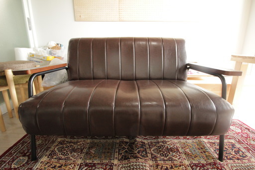 ★2人用合皮ソファ★ニトリ★ダークブラウン《ニトリ_Nシールド ステイン2KD DBR》