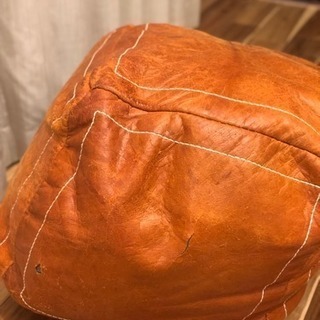 【中古】モロッコクッション プフ  オットマン 本革 山羊革 レザー