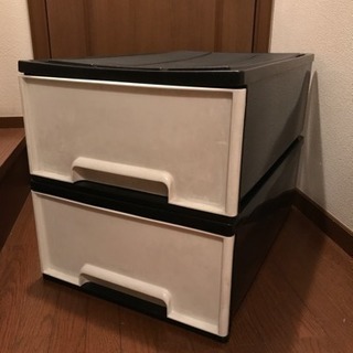 衣装ケース ブラック＆ホワイト 2個セット