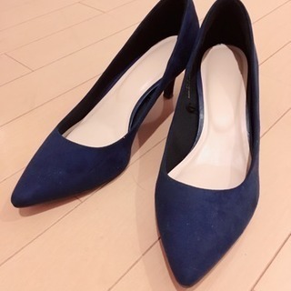 GU マシュマロ ポインテッド パンプス ネイビー 24.5cm