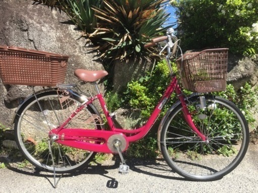 28.ママチャリ26インチ(LEDライト、リアバスケット)