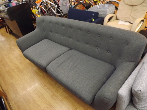 2.5人掛けソファ　ワイド　ソファー　長椅子　ファブリック　グレー　幅：１９２ｃｍ　札幌　西岡店