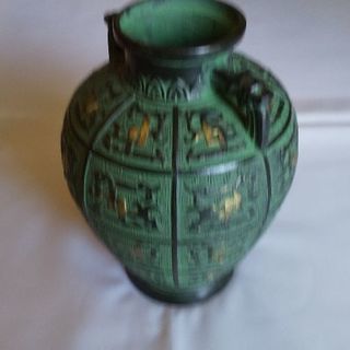 ☆花瓶 花器 置物 青銅色 地紋帯の画像